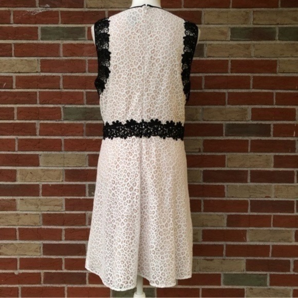 CeCe Floral Lace Sheer Black White Sleeveless Dress 👗 - Picture 5 of 10
